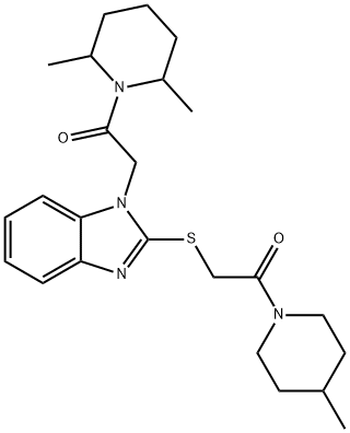 Piperidine, 2,6-dimethyl-1-[[2-[[2-(4-methyl-1-piperidinyl)-2-oxoethyl]thio]-1H-benzimidazol-1-yl]acetyl]- (9CI),606110-37-6,结构式