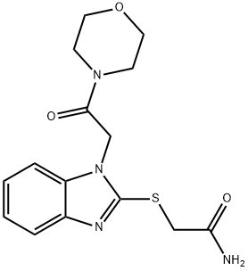 Acetamide, 2-[[1-[2-(4-morpholinyl)-2-oxoethyl]-1H-benzimidazol-2-yl]thio]- (9CI) 化学構造式