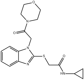 Acetamide, N-cyclopropyl-2-[[1-[2-(4-morpholinyl)-2-oxoethyl]-1H-benzimidazol-2-yl]thio]- (9CI) Struktur