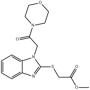 Acetic acid, [[1-[2-(4-morpholinyl)-2-oxoethyl]-1H-benzimidazol-2-yl]thio]-, methyl ester (9CI),606110-73-0,结构式