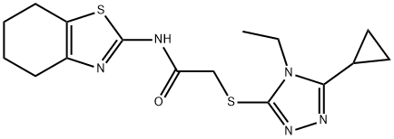 Acetamide, 2-[(5-cyclopropyl-4-ethyl-4H-1,2,4-triazol-3-yl)thio]-N-(4,5,6,7-tetrahydro-2-benzothiazolyl)- (9CI) Structure
