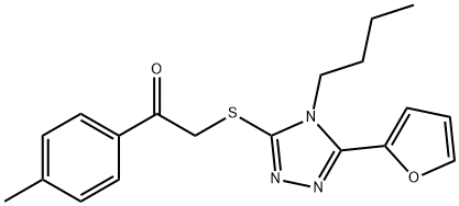 Ethanone, 2-[[4-butyl-5-(2-furanyl)-4H-1,2,4-triazol-3-yl]thio]-1-(4-methylphenyl)- (9CI),606111-34-6,结构式