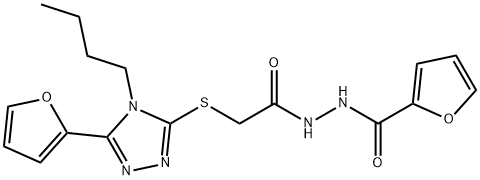 2-Furancarboxylicacid,2-[[[4-butyl-5-(2-furanyl)-4H-1,2,4-triazol-3-yl]thio]acetyl]hydrazide(9CI) 结构式