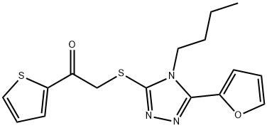 Ethanone, 2-[[4-butyl-5-(2-furanyl)-4H-1,2,4-triazol-3-yl]thio]-1-(2-thienyl)- (9CI) Structure