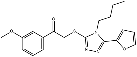 Ethanone, 2-[[4-butyl-5-(2-furanyl)-4H-1,2,4-triazol-3-yl]thio]-1-(3-methoxyphenyl)- (9CI) Structure