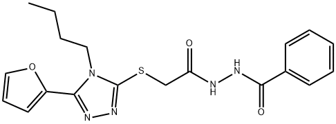 Benzoic acid, 2-[[[4-butyl-5-(2-furanyl)-4H-1,2,4-triazol-3-yl]thio]acetyl]hydrazide (9CI) Struktur