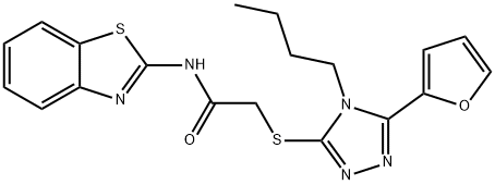 Acetamide, N-2-benzothiazolyl-2-[[4-butyl-5-(2-furanyl)-4H-1,2,4-triazol-3-yl]thio]- (9CI) Structure