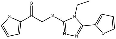 Ethanone, 2-[[4-ethyl-5-(2-furanyl)-4H-1,2,4-triazol-3-yl]thio]-1-(2-thienyl)- (9CI),606111-59-5,结构式