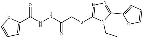2-Furancarboxylicacid,2-[[[4-ethyl-5-(2-furanyl)-4H-1,2,4-triazol-3-yl]thio]acetyl]hydrazide(9CI) Structure
