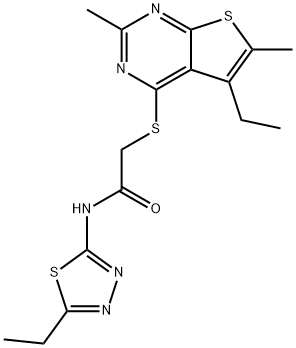 Acetamide, 2-[(5-ethyl-2,6-dimethylthieno[2,3-d]pyrimidin-4-yl)thio]-N-(5-ethyl-1,3,4-thiadiazol-2-yl)- (9CI),606113-58-0,结构式