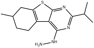 [1]Benzothieno[2,3-d]pyrimidin-4(1H)-one, 5,6,7,8-tetrahydro-7-methyl-2-(1-methylethyl)-, hydrazone (9CI) Structure