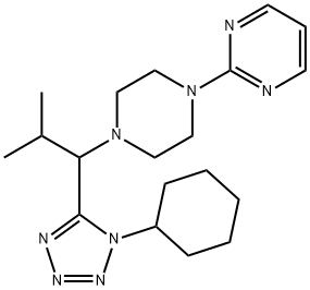 Pyrimidine, 2-[4-[1-(1-cyclohexyl-1H-tetrazol-5-yl)-2-methylpropyl]-1-piperazinyl]- (9CI) 化学構造式