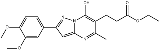 Pyrazolo[1,5-a]pyrimidine-6-propanoic acid, 2-(3,4-dimethoxyphenyl)-7-hydroxy-5-methyl-, ethyl ester (9CI) Structure