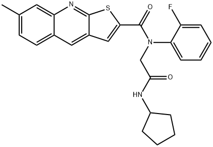Thieno[2,3-b]quinoline-2-carboxamide, N-[2-(cyclopentylamino)-2-oxoethyl]-N-(2-fluorophenyl)-7-methyl- (9CI),606114-72-1,结构式
