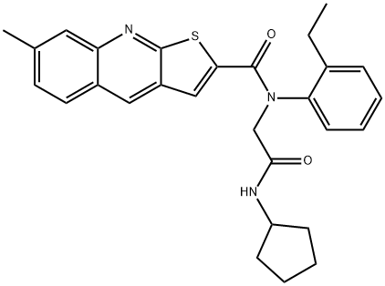 Thieno[2,3-b]quinoline-2-carboxamide, N-[2-(cyclopentylamino)-2-oxoethyl]-N-(2-ethylphenyl)-7-methyl- (9CI) 结构式