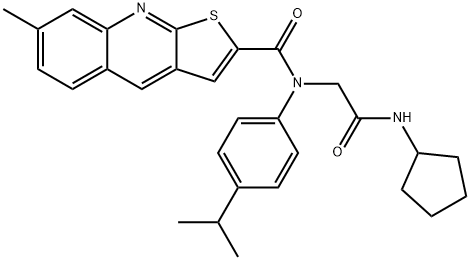 Thieno[2,3-b]quinoline-2-carboxamide, N-[2-(cyclopentylamino)-2-oxoethyl]-7-methyl-N-[4-(1-methylethyl)phenyl]- (9CI) Structure