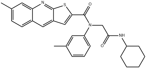 Thieno[2,3-b]quinoline-2-carboxamide, N-[2-(cyclohexylamino)-2-oxoethyl]-7-methyl-N-(3-methylphenyl)- (9CI),606114-86-7,结构式