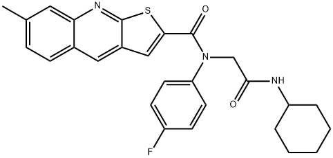 Thieno[2,3-b]quinoline-2-carboxamide, N-[2-(cyclohexylamino)-2-oxoethyl]-N-(4-fluorophenyl)-7-methyl- (9CI),606114-90-3,结构式
