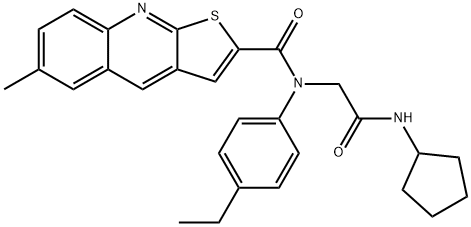 Thieno[2,3-b]quinoline-2-carboxamide, N-[2-(cyclopentylamino)-2-oxoethyl]-N-(4-ethylphenyl)-6-methyl- (9CI) Struktur