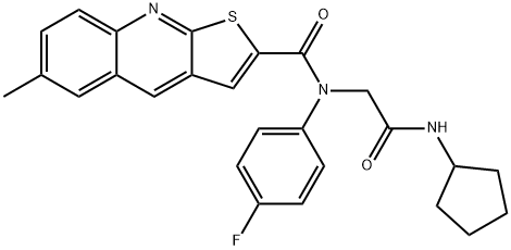 Thieno[2,3-b]quinoline-2-carboxamide, N-[2-(cyclopentylamino)-2-oxoethyl]-N-(4-fluorophenyl)-6-methyl- (9CI),606115-00-8,结构式