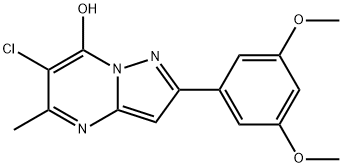 Pyrazolo[1,5-a]pyrimidin-7-ol, 6-chloro-2-(3,5-dimethoxyphenyl)-5-methyl- (9CI) 化学構造式