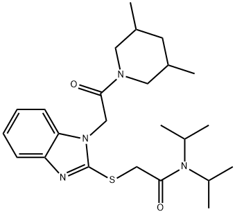 Acetamide, 2-[[1-[2-(3,5-dimethyl-1-piperidinyl)-2-oxoethyl]-1H-benzimidazol-2-yl]thio]-N,N-bis(1-methylethyl)- (9CI) Struktur