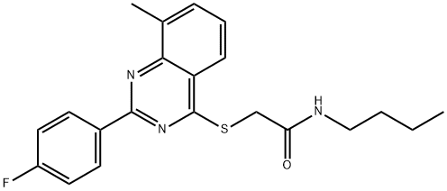Acetamide, N-butyl-2-[[2-(4-fluorophenyl)-8-methyl-4-quinazolinyl]thio]- (9CI) 化学構造式