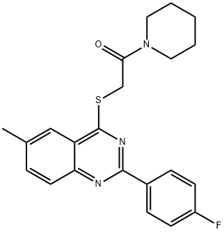 Piperidine, 1-[[[2-(4-fluorophenyl)-6-methyl-4-quinazolinyl]thio]acetyl]- (9CI) Structure