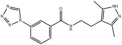 Benzamide, N-[2-(3,5-dimethyl-1H-pyrazol-4-yl)ethyl]-3-(1H-tetrazol-1-yl)- (9CI) Structure
