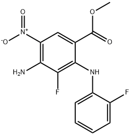 Methyl 4-aMino-3-fluoro-2-((2-fluorophenyl)aMino)-5-nitrobenzoate Struktur