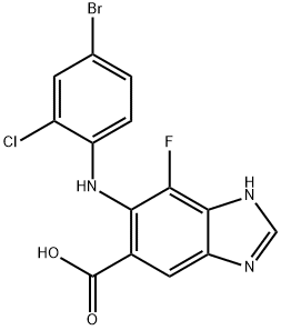 6-(4-broMo-2-chlorophenylaMino)-7-fluoro-1H-benzo[d]iMidazole-5-carboxylic acid,606144-01-8,结构式