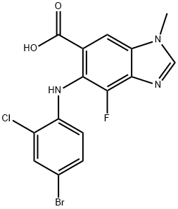 6-(4-溴-2-氯苯基氨基)-7-氟-3-甲基苯并[D]咪唑-5-甲酸, 606144-04-1, 结构式