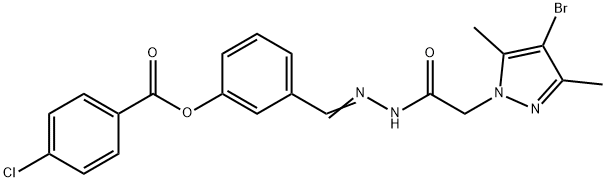 1H-Pyrazole-1-aceticacid,4-bromo-3,5-dimethyl-,[[3-[(4-chlorobenzoyl)oxy]phenyl]methylene]hydrazide(9CI) Struktur