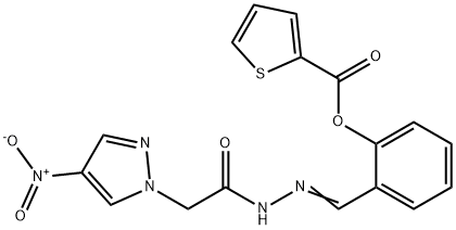 1H-Pyrazole-1-aceticacid,4-nitro-,[[2-[(2-thienylcarbonyl)oxy]phenyl]methylene]hydrazide(9CI) Structure