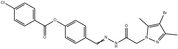 1H-Pyrazole-1-aceticacid,4-bromo-3,5-dimethyl-,[[4-[(4-chlorobenzoyl)oxy]phenyl]methylene]hydrazide(9CI) Structure