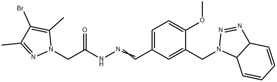 1H-Pyrazole-1-aceticacid,4-bromo-3,5-dimethyl-,[[3-[(3a,7a-dihydro-1H-benzotriazol-1-yl)methyl]-4-methoxyphenyl]methylene]hydrazide(9CI) Structure