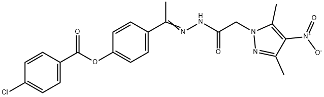 1H-Pyrazole-1-aceticacid,3,5-dimethyl-4-nitro-,[1-[4-[(4-chlorobenzoyl)oxy]phenyl]ethylidene]hydrazide(9CI) Structure