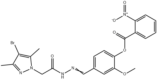 1H-Pyrazole-1-aceticacid,4-bromo-3,5-dimethyl-,[[3-methoxy-4-[(2-nitrobenzoyl)oxy]phenyl]methylene]hydrazide(9CI) Structure