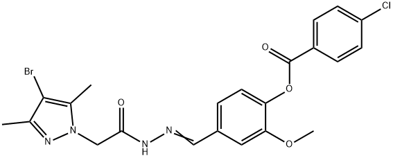 1H-Pyrazole-1-aceticacid,4-bromo-3,5-dimethyl-,[[4-[(4-chlorobenzoyl)oxy]-3-methoxyphenyl]methylene]hydrazide(9CI) 化学構造式