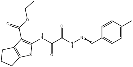 4H-Cyclopenta[b]thiophene-3-carboxylicacid,5,6-dihydro-2-[[[[(4-methylphenyl)methylene]hydrazino]oxoacetyl]amino]-,ethylester(9CI) Structure