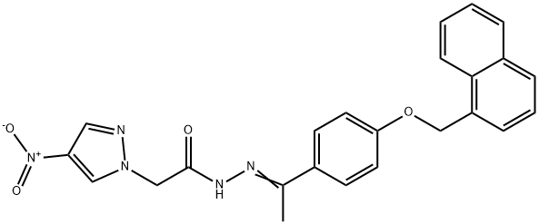 1H-Pyrazole-1-aceticacid,4-nitro-,[1-[4-(1-naphthalenylmethoxy)phenyl]ethylidene]hydrazide(9CI) Struktur