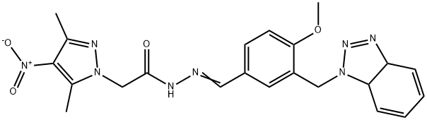 1H-Pyrazole-1-aceticacid,3,5-dimethyl-4-nitro-,[[3-[(3a,7a-dihydro-1H-benzotriazol-1-yl)methyl]-4-methoxyphenyl]methylene]hydrazide(9CI) Structure