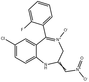 7-CHLORO-1,3DIHYDRO-5-FLUOROPHENYL-2-NITRO-METHYLENE-2H-1,4-BENZODIAZEPINE-4-OXIDE Struktur