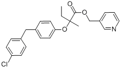 rac-(R*)-2-[4-[(4-クロロフェニル)メチル]フェノキシ]-2-メチルブタン酸3-ピリジニルメチル 化学構造式