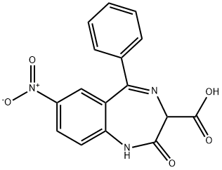 2,3-dihydro-7-nitro-2-oxo-5-phenyl-1H-1,4-benzodiazepine-3-carboxylic acid,60676-80-4,结构式