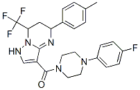 [4-(4-fluorophenyl)piperazin-1-yl]-[4-(4-methylphenyl)-2-(trifluoromethyl)-1,5,9-triazabicyclo[4.3.0]nona-5,7-dien-7-yl]methanone,6069-97-2,结构式