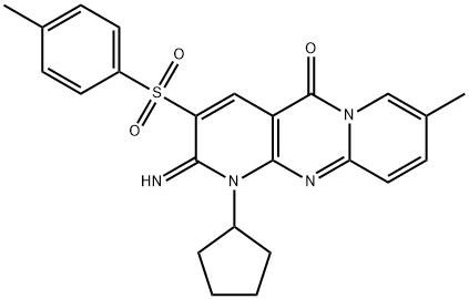 1-cyclopentyl-2-imino-8-methyl-3-[(4-methylphenyl)sulfonyl]-1,2-dihydro-5H-dipyrido[1,2-a:2,3-d]pyrimidin-5-one Structure