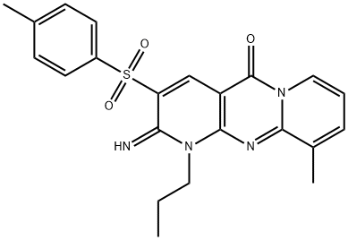 2-imino-10-methyl-3-[(4-methylphenyl)sulfonyl]-1-propyl-1,2-dihydro-5H-dipyrido[1,2-a:2,3-d]pyrimidin-5-one Structure