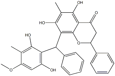 8-[(2,6-Dihydroxy-4-methoxy-3-methylphenyl)phenylmethyl]-2,3-dihydro-5,7-dihydroxy-6-methyl-2-phenyl-4H-1-benzopyran-4-one,60715-58-4,结构式