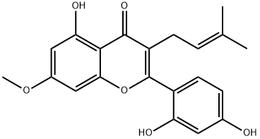 2-(2,4-Dihydroxyphenyl)-5-hydroxy-7-methoxy-3-(3-methyl-2-butenyl)-4H-1-benzopyran-4-one,60791-49-3,结构式